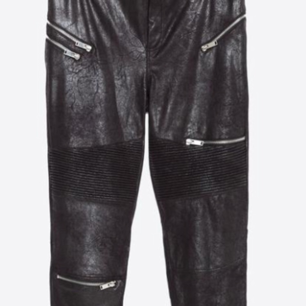 Zara suede faux leather Moto zip pants. NWT